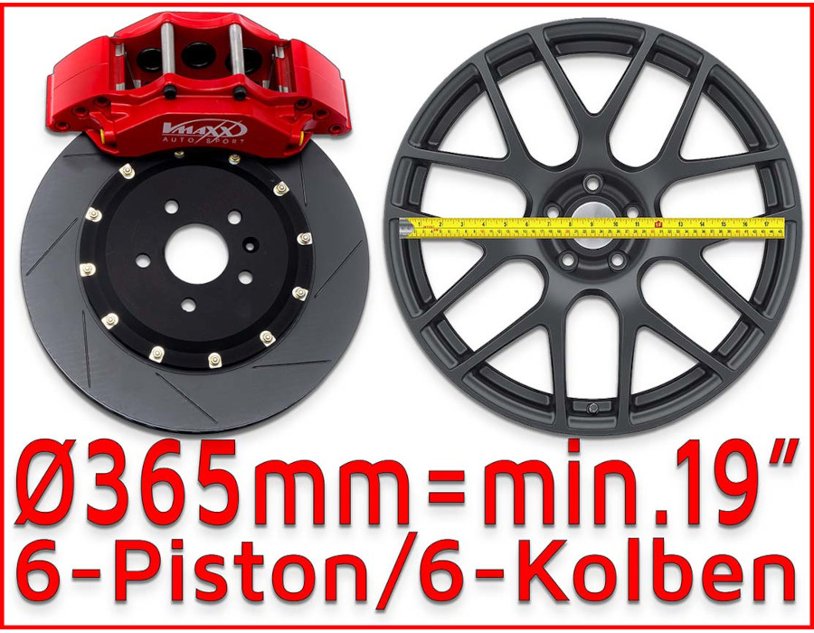 V-Maxx Big Brake Kit 365mm passend für Audi A3 8P, Cabrio, Sportback, VA  mit – 55mm Klemmung – dieTeilefabrik