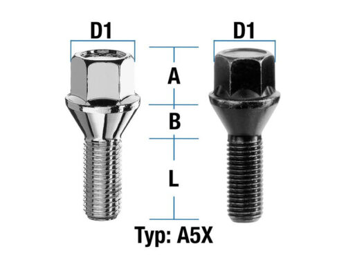 16x Wielbouten M12x1.5 Kegel 60° - Zwart, 35mm, SW17, Sterkteklasse 10.9 Voor Velgen