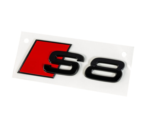 Original AUDI S8 Schriftzug, Logo in Schwarz für die Heckklappe, 10,5cm x 4,7cm